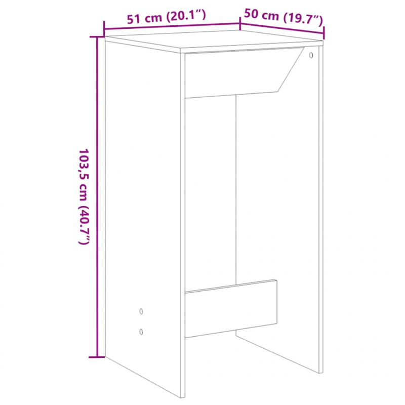 Bartisch Betongrau 51x50x103,5 cm Holzwerkstoff