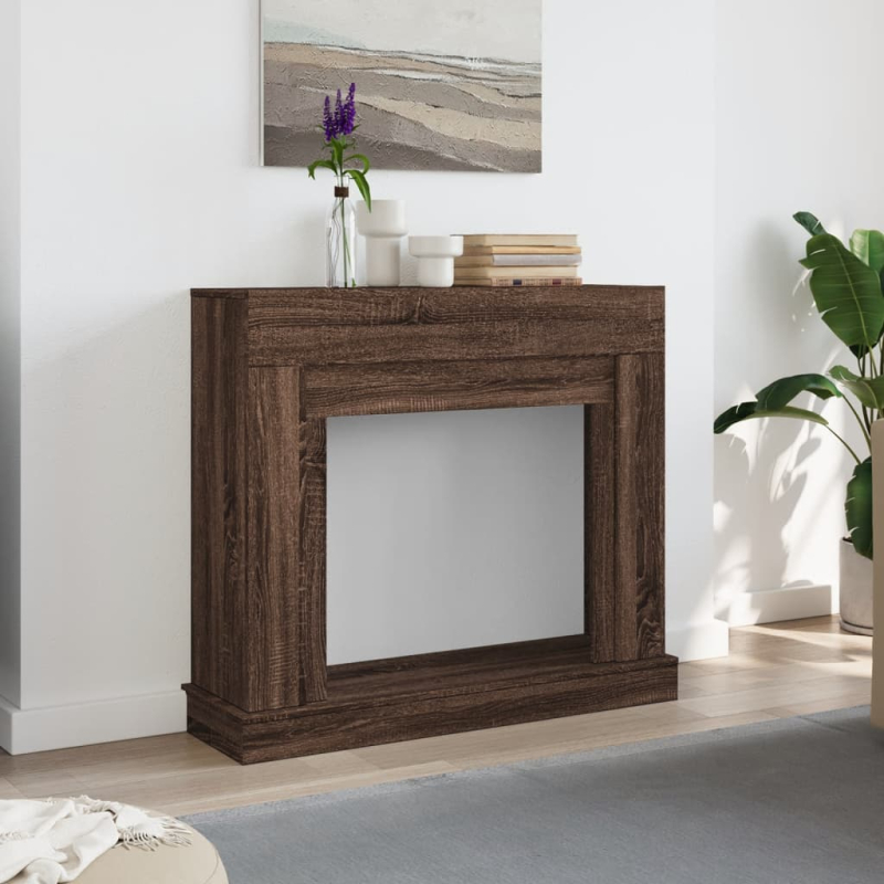 Kaminumrandung Braun Eichen-Optik 100x30x87,5 cm Holzwerkstoff