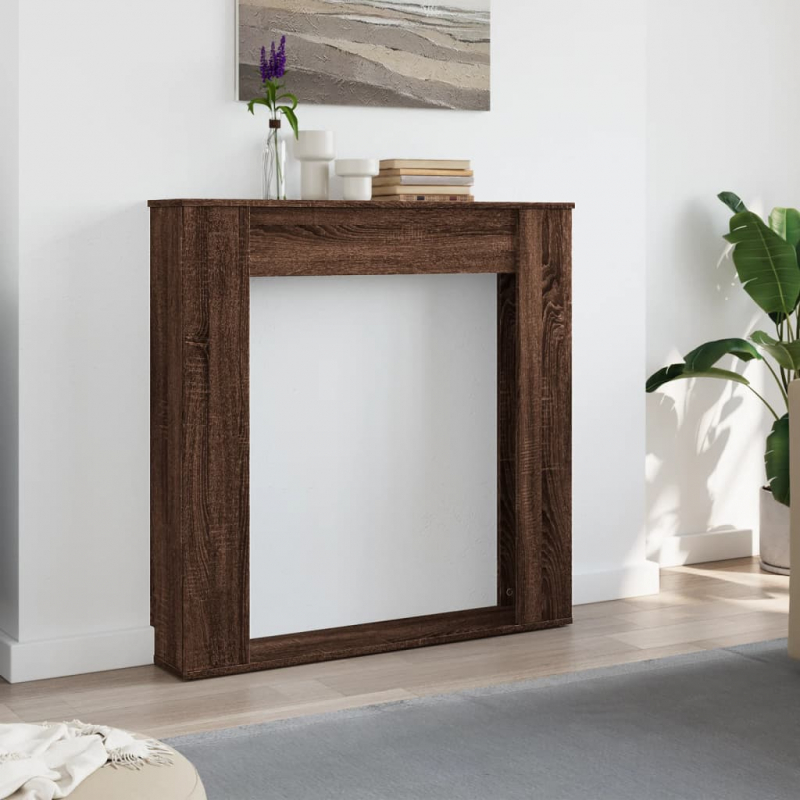 Kaminumrandung Braun Eichen-Optik 100x20x100 cm Holzwerkstoff