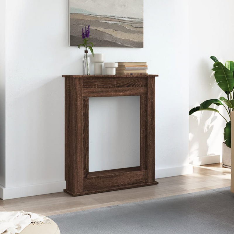 Kaminumrandung Braun Eichen-Optik 75x20x87,5 cm Holzwerkstoff