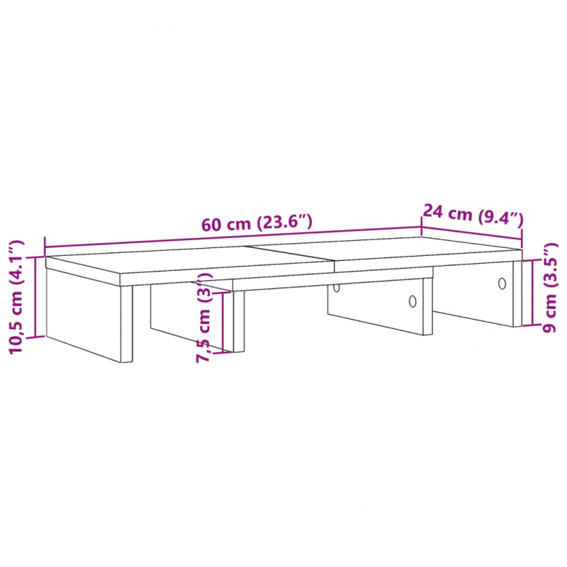 Monitorständer Verstellbar Weiß 60x24x10,5 cm Holzwerkstoff