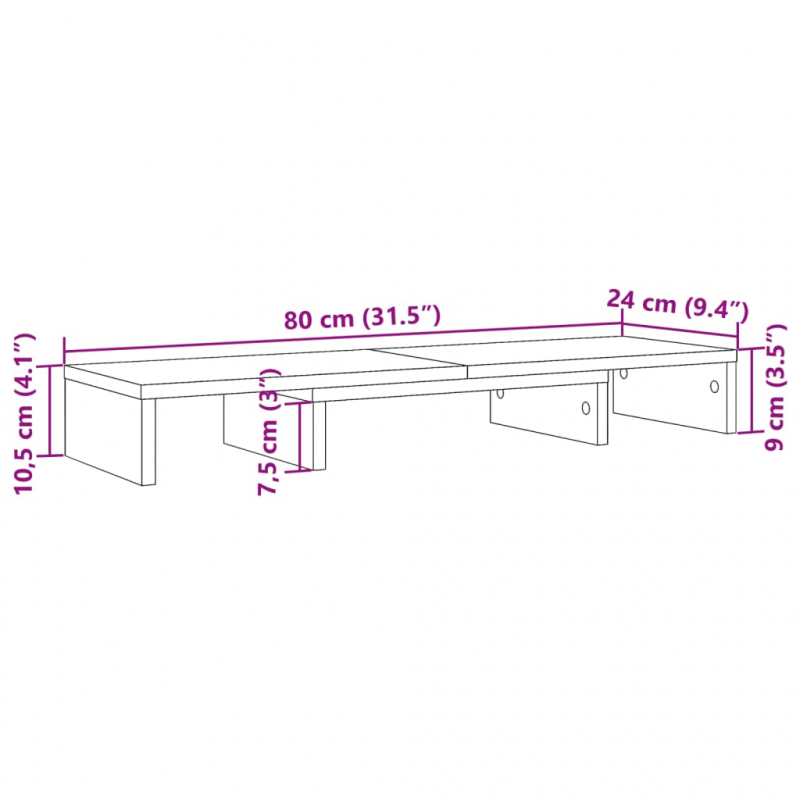 Monitorständer Verstellbar Braun Eichen-Optik 80x24x10,5 cm
