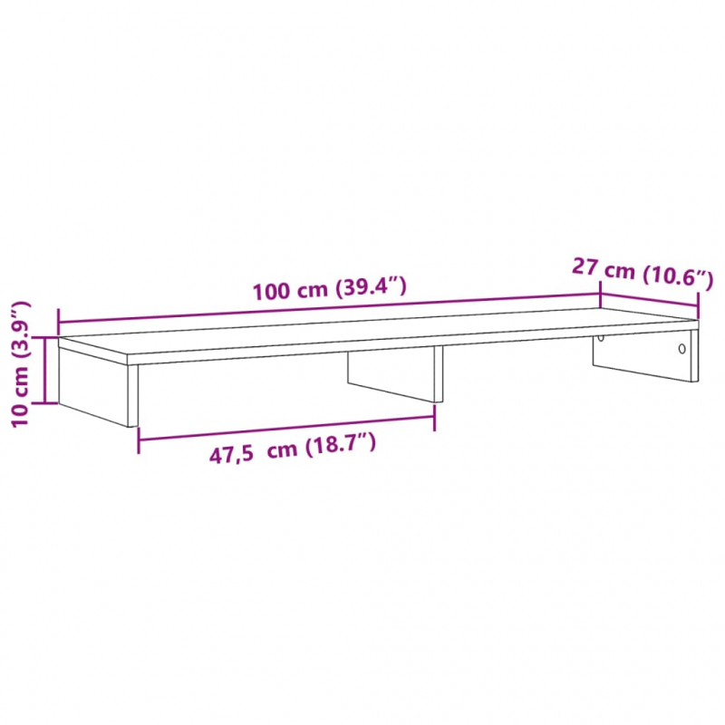 Monitorständer Sonoma-Eiche 100x27x10 cm Holzwerkstoff