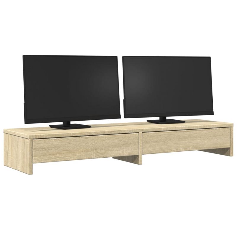 Monitorständer mit Schubladen Sonoma-Eiche 100x27x15 cm