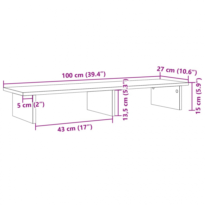 Monitorständer Räuchereiche 100x27x15 cm Holzwerkstoff