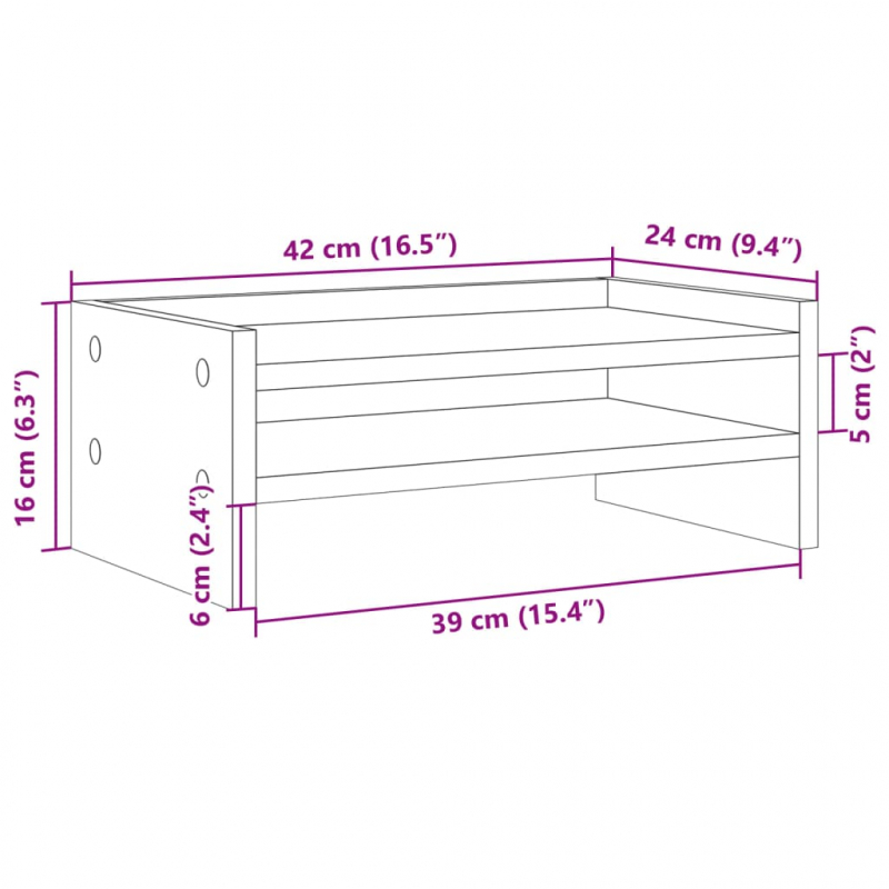 Monitorständer Weiß 42x24x16 cm Holzwerkstoff