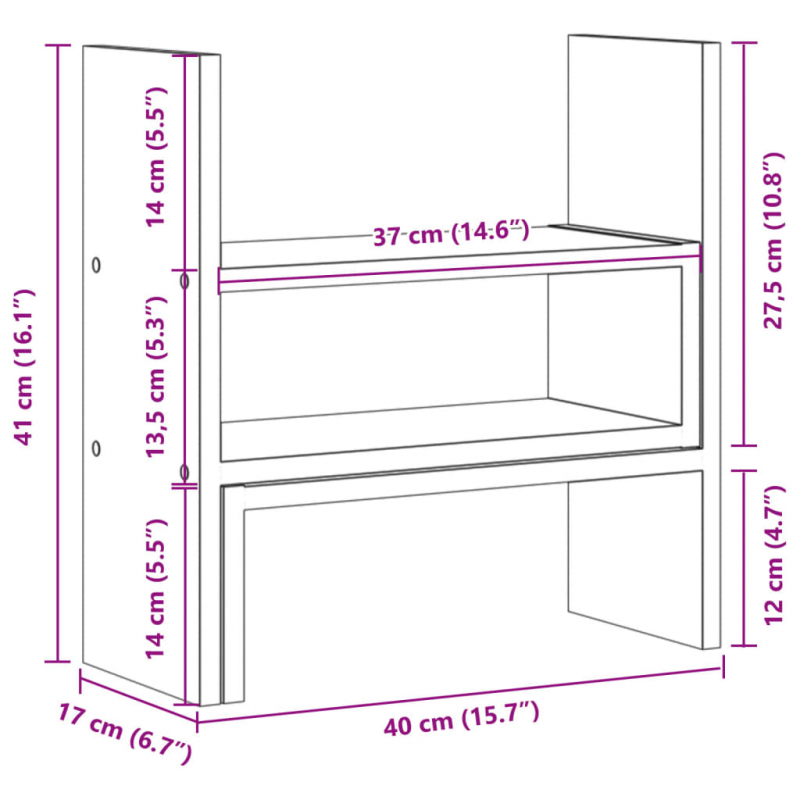 Schreibtisch-Organizer Verstellbar Weiß 40x17x41 cm