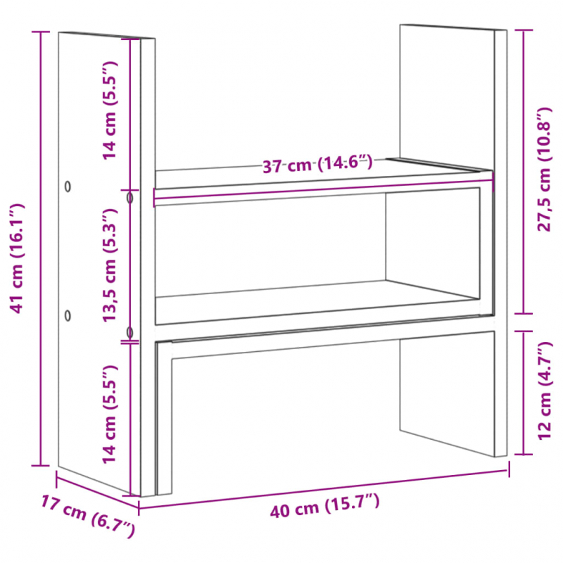 Schreibtisch-Organizer Verstellbar Sonoma-Eiche 40x17x41 cm