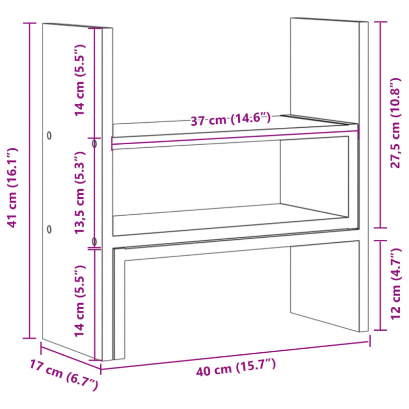 Schreibtisch-Organizer Verstellbar Artisan-Eiche 40x17x41 cm