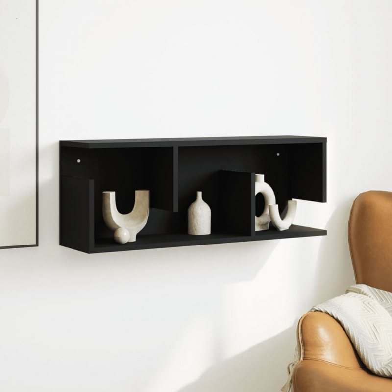 Wandschrank 80x20x30 cm Schwarz Holzwerkstoff