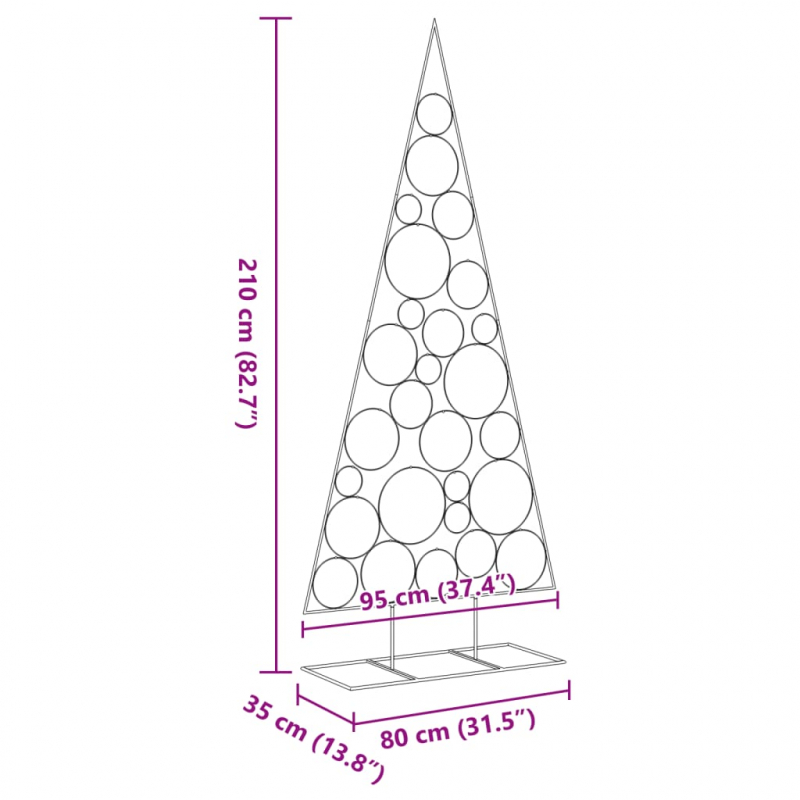 Metall-Weihnachtsbaum zum Dekorieren Schwarz 210 cm