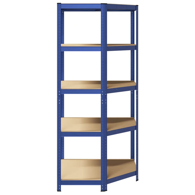 Eckregal mit 5 Böden Blau Stahl & Holzwerkstoff