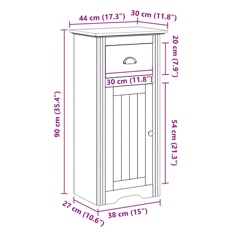 Badschrank BODO Weiß 44x30x90 cm