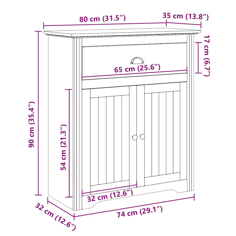 Flurschrank BODO Grau 80x35x90 cm