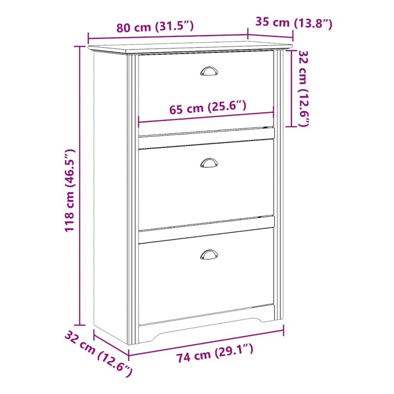 Schuhregal BODO Weiß 80x35x118 cm