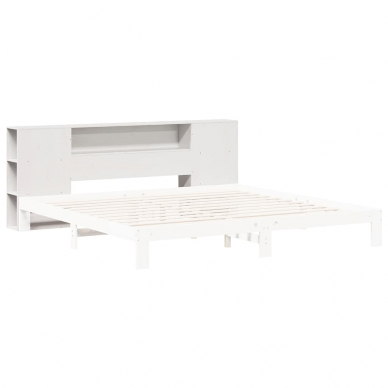 Kopfteil mit Stauraum Weiß 200 cm Massivholz Kiefer