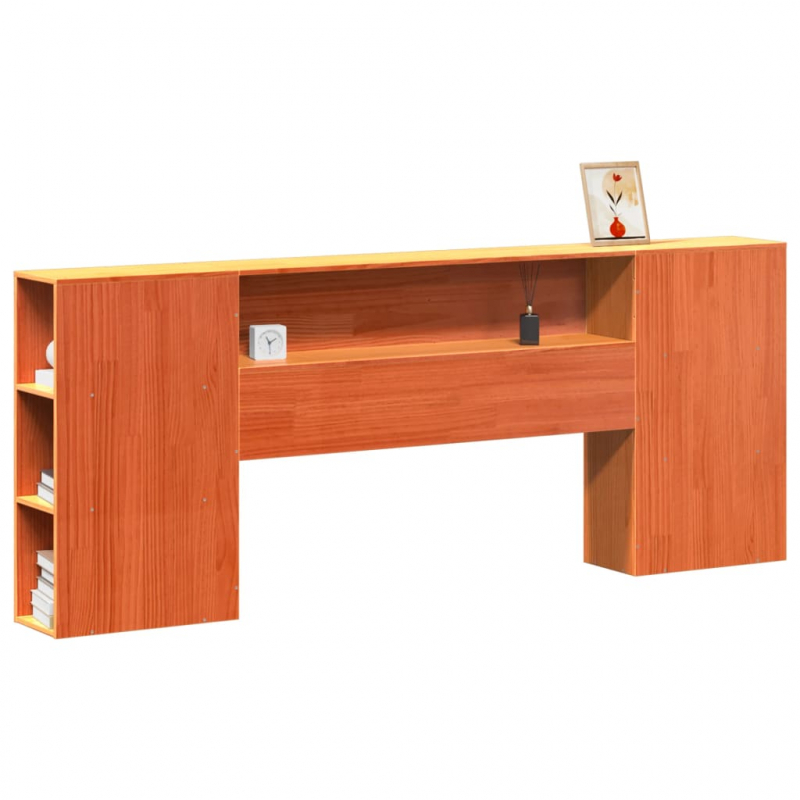 Kopfteil mit Stauraum Wachsbraun 200 cm Massivholz Kiefer