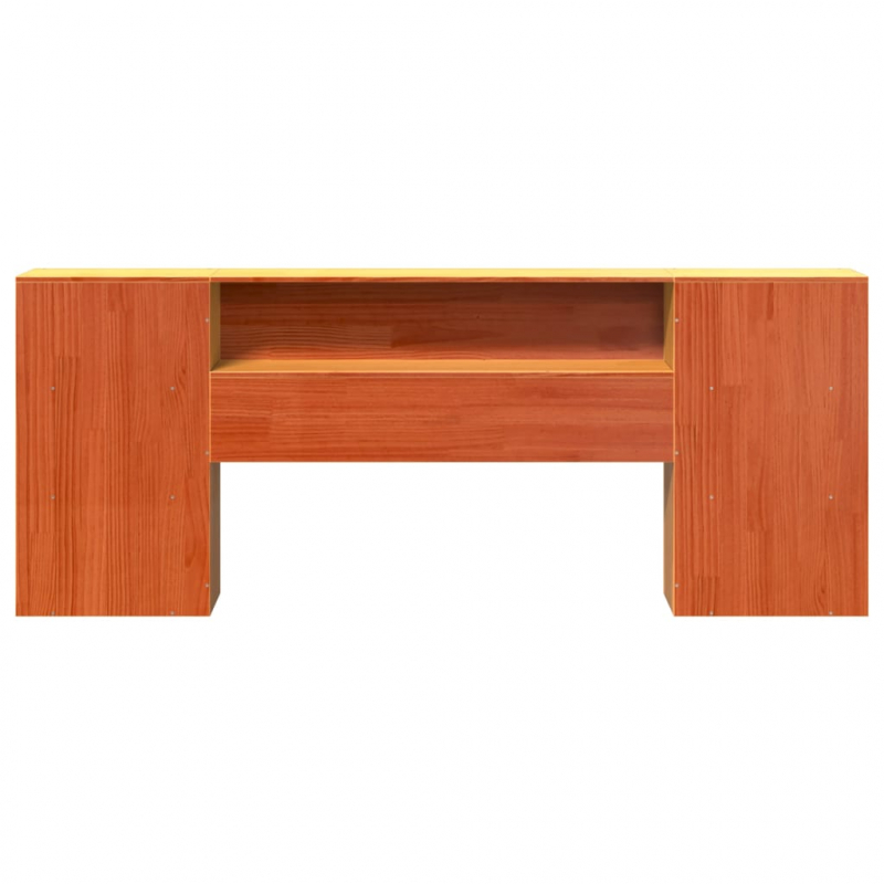 Kopfteil mit Stauraum Wachsbraun 200 cm Massivholz Kiefer