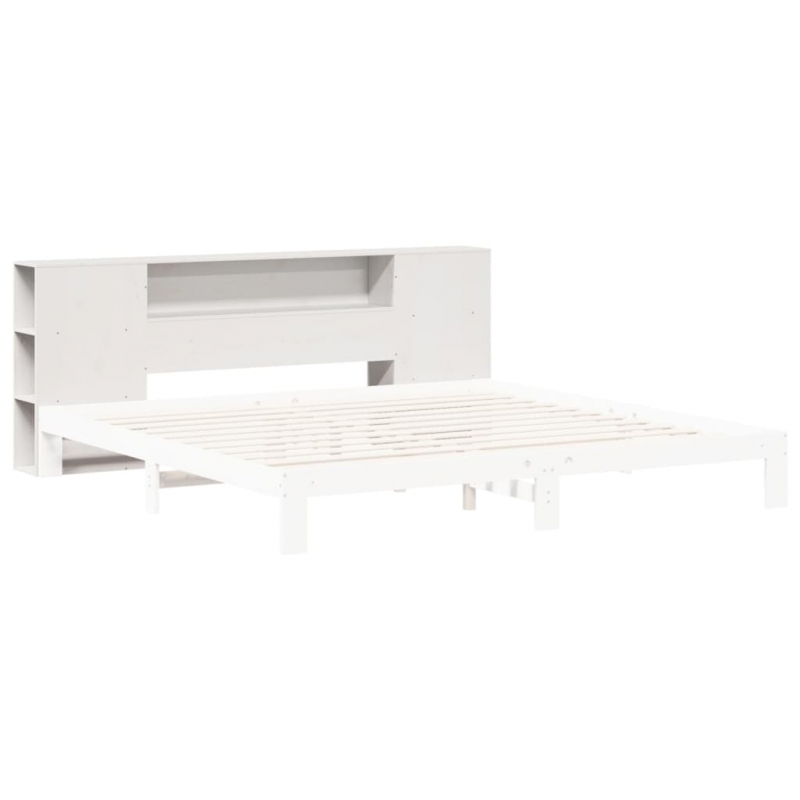 Kopfteil mit Stauraum Weiß 180 cm Massivholz Kiefer