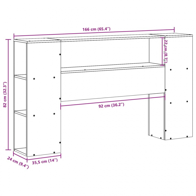 Kopfteil mit Stauraum Wachsbraun 160 cm Massivholz Kiefer