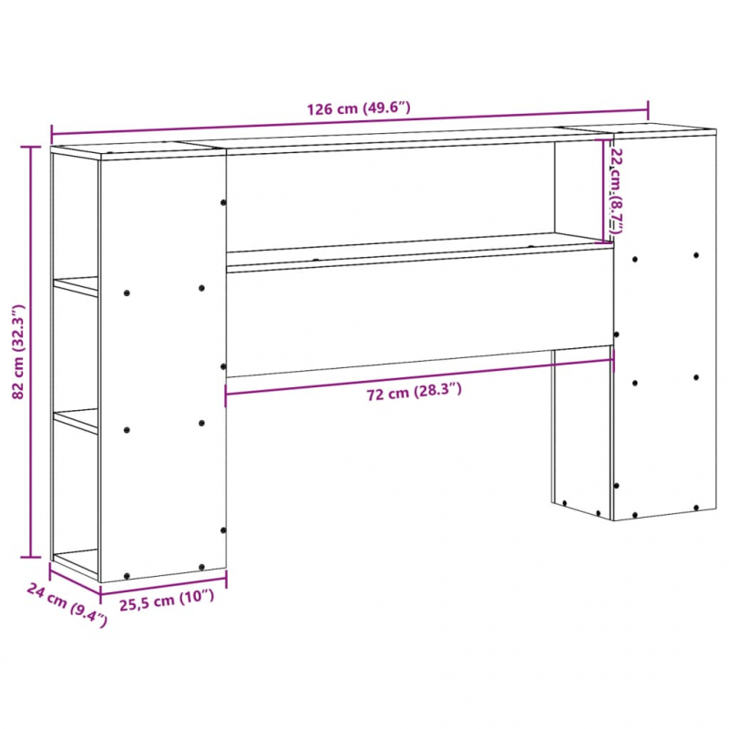 Kopfteil mit Stauraum 120 cm Massivholz Kiefer