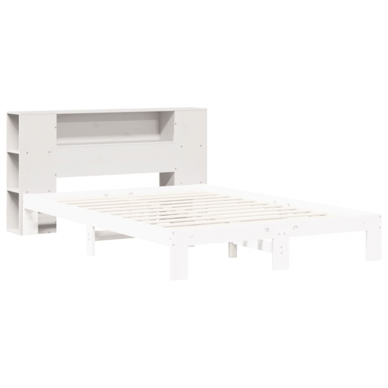 Kopfteil mit Stauraum Weiß 120 cm Massivholz Kiefer