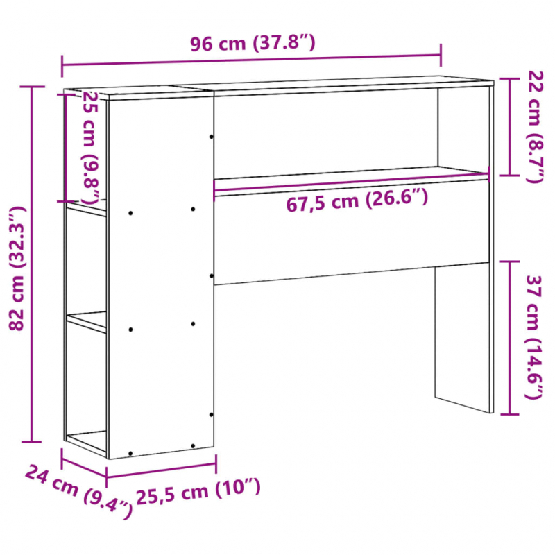 Kopfteil mit Stauraum Wachsbraun 90 cm Massivholz Kiefer