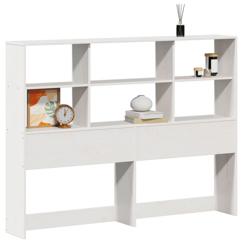Kopfteil mit Stauraum Weiß 150 cm Massivholz Kiefer
