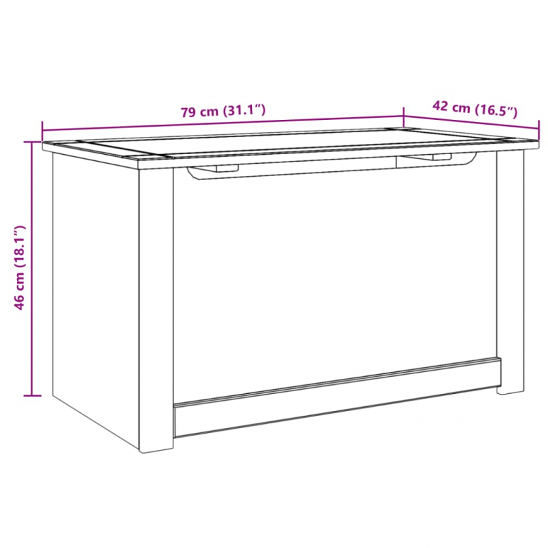 Truhe mit Deckel Panama 79x42x46 cm Massivholz Kiefer