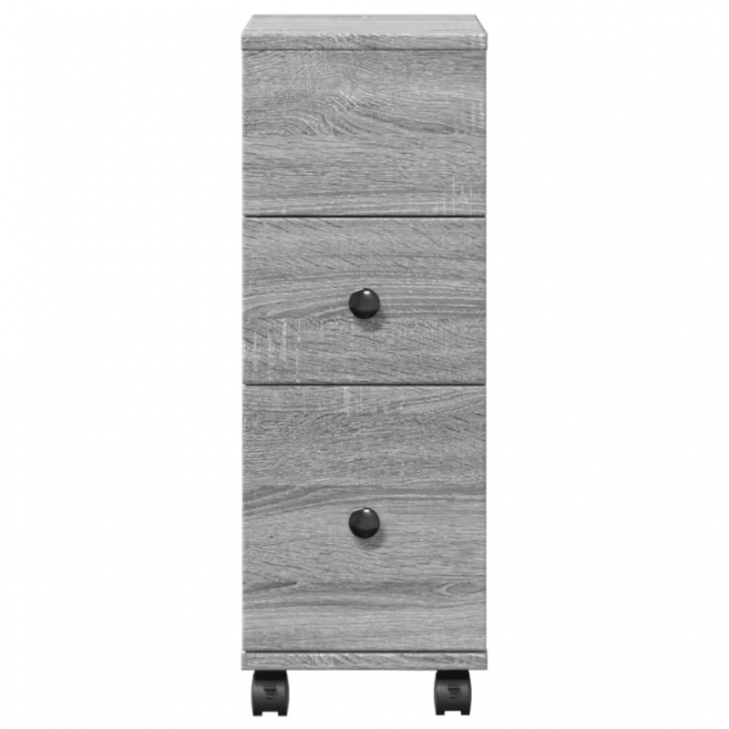 Badschrank Schmal mit Rollen Grau Sonoma Holzwerkstoff