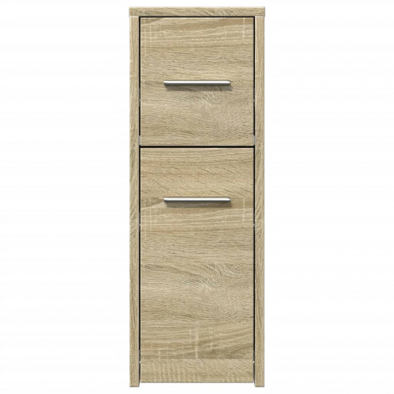 Badschrank Schmal mit Rollen Sonoma-Eiche Holzwerkstoff