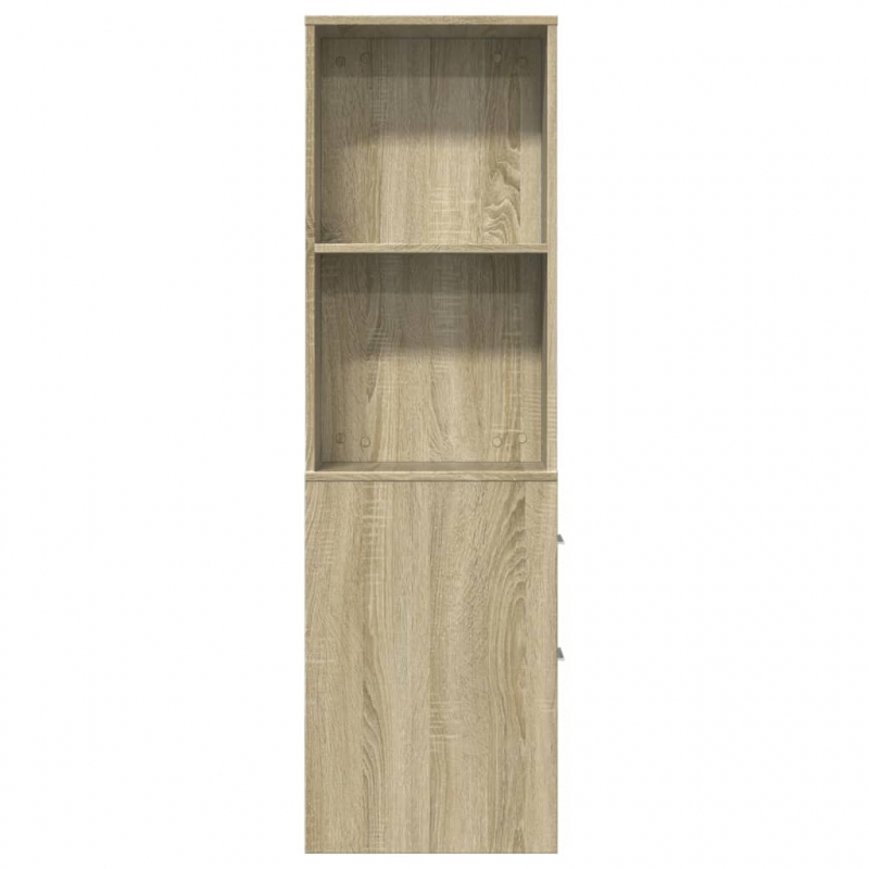 Badschrank Schmal mit Rollen Sonoma-Eiche Holzwerkstoff