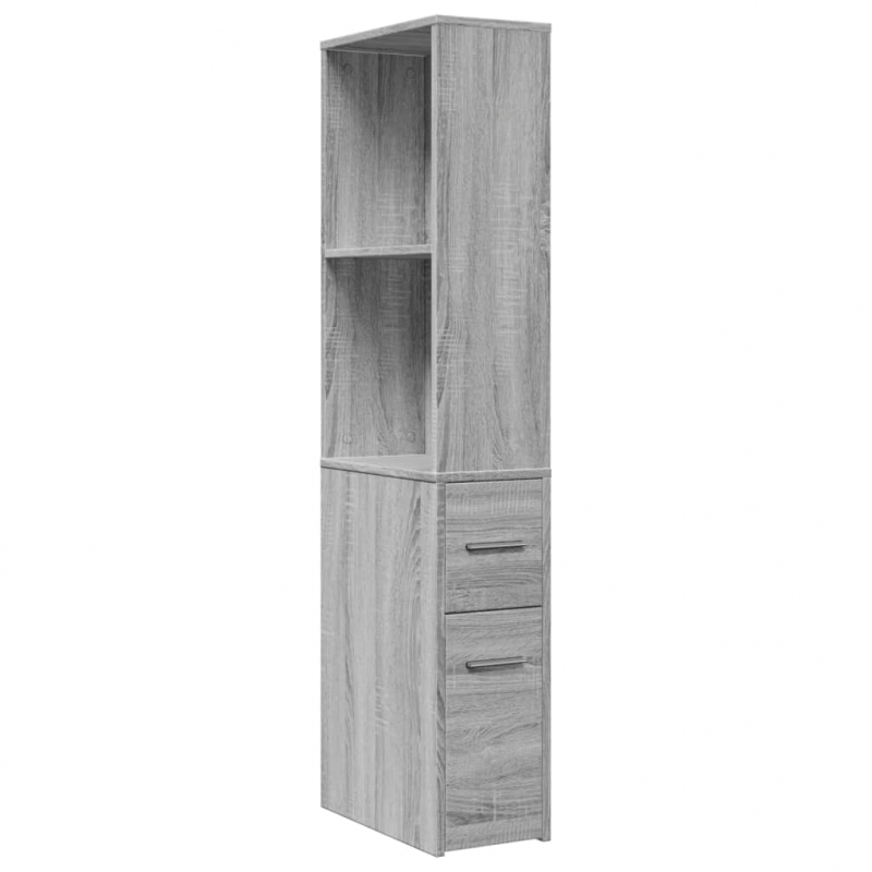 Badschrank Schmal mit Rollen Grau Sonoma Holzwerkstoff