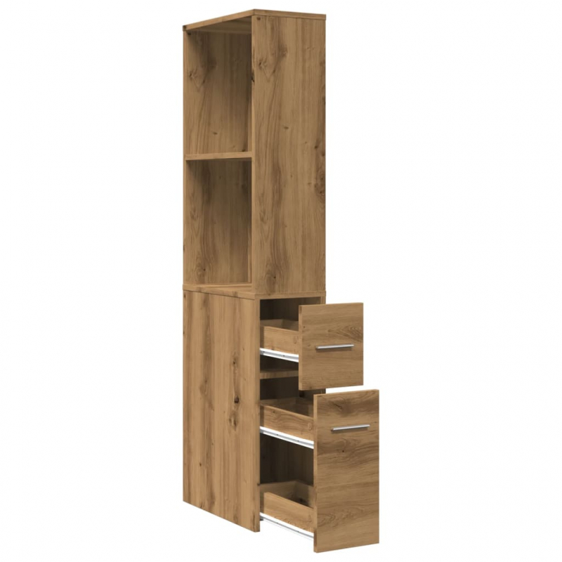 Badschrank Schmal mit Rollen Artisan-Eiche Holzwerkstoff