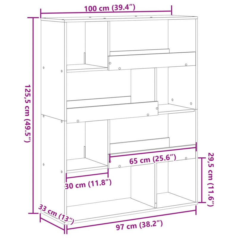 Bücherregal Räuchereiche 100x33x125,5 cm Holzwerkstoff