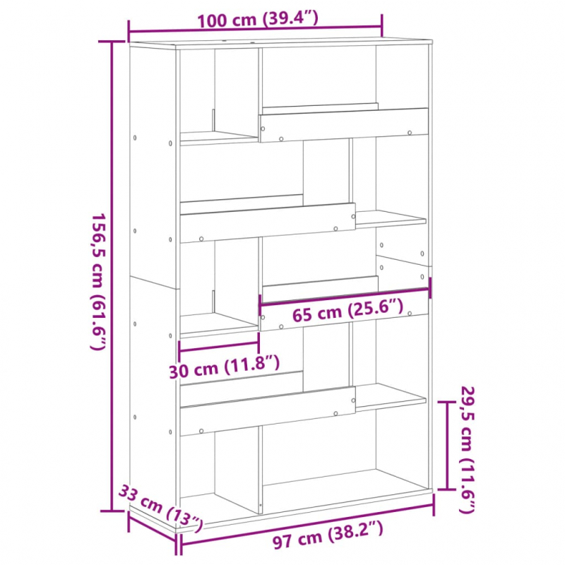 Bücherregal Schwarz 100x33x156,5 cm Holzwerkstoff