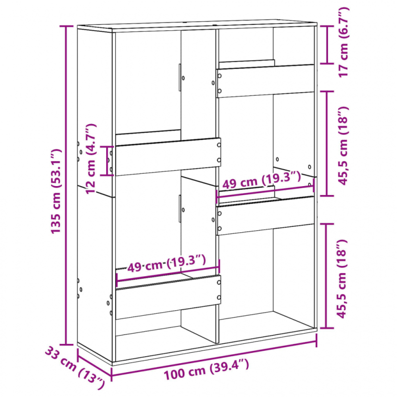 Bücherregal Braun Eichen-Optik 100x33x135 cm Holzwerkstoff