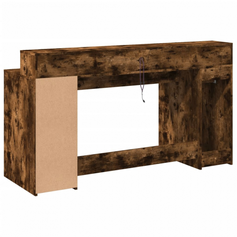 LED-Schreibtisch Räuchereiche 160x55x91 cm Holzwerkstoff