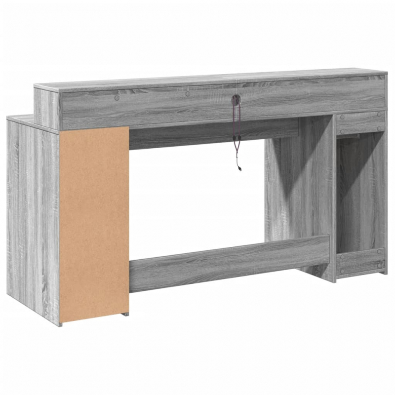 LED-Schreibtisch Grau Sonoma 160x55x91 cm Holzwerkstoff