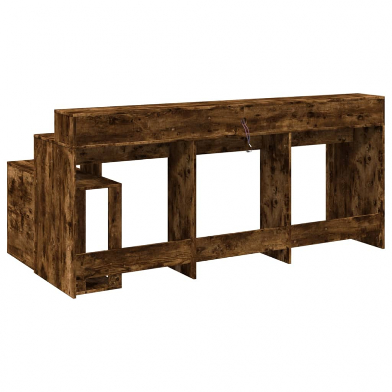 LED-Schreibtisch Räuchereiche 200x104x91 cm Holzwerkstoff