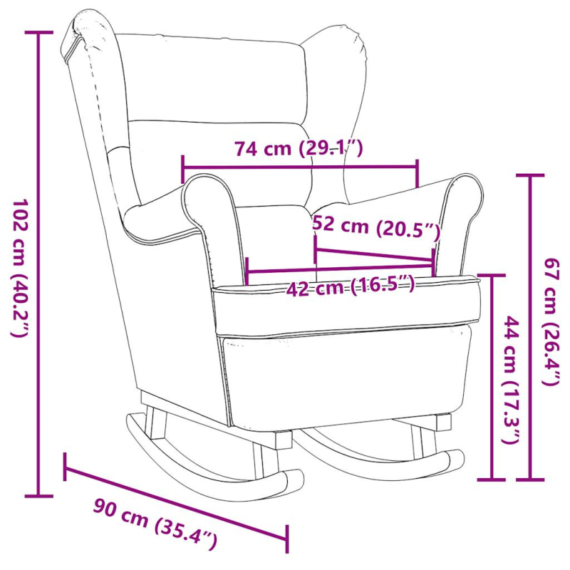 Schaukelsessel Dunkelgrün 74x90x102 cm Stoff