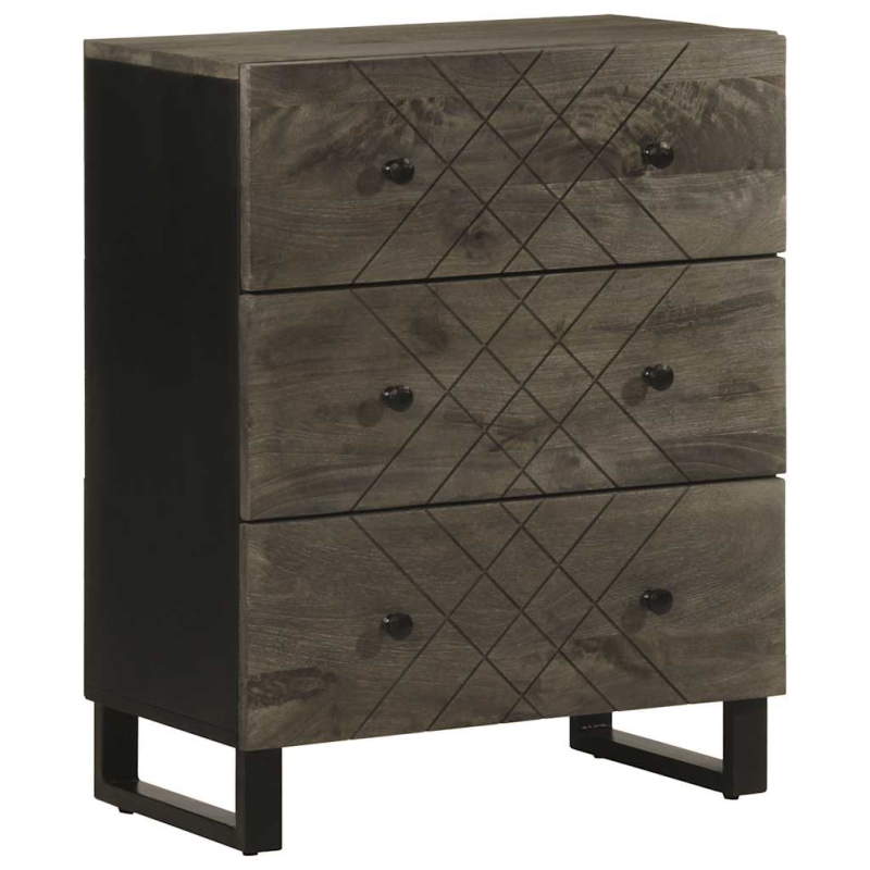 Sideboards 2 Stk. Schwarz 60x33x75 cm Massivholz Mango