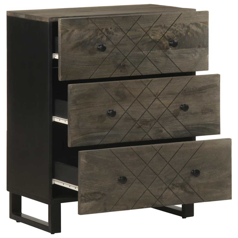 Sideboards 2 Stk. Schwarz 60x33x75 cm Massivholz Mango