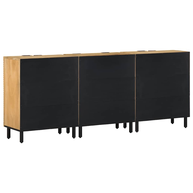 3-tlg. Sideboards Braun 60x33x75 cm Massivholz Mango