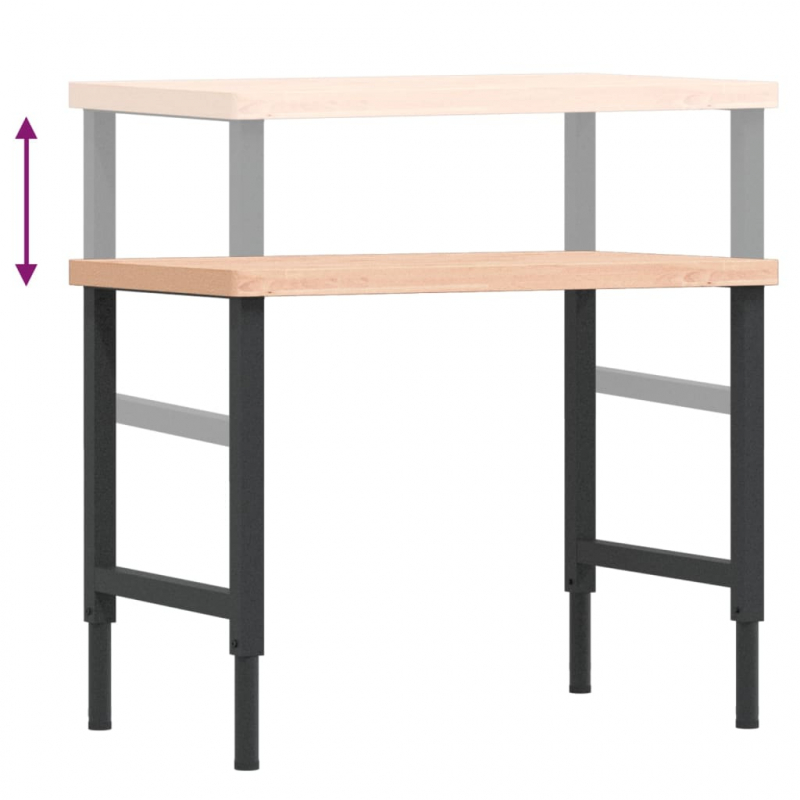 Werkbank 100x60x(73-99,5) cm Massivholz Buche Rechteckig