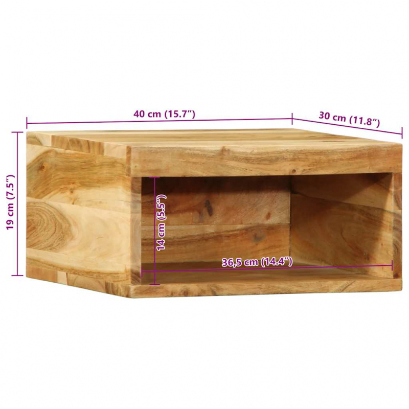 TV-Wandschrank 40x30x19 cm Massivholz Akazie