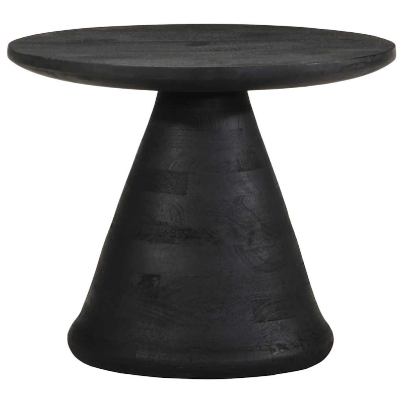 Beistelltisch Schwarz Ø50x40 cm Massivholz Mango