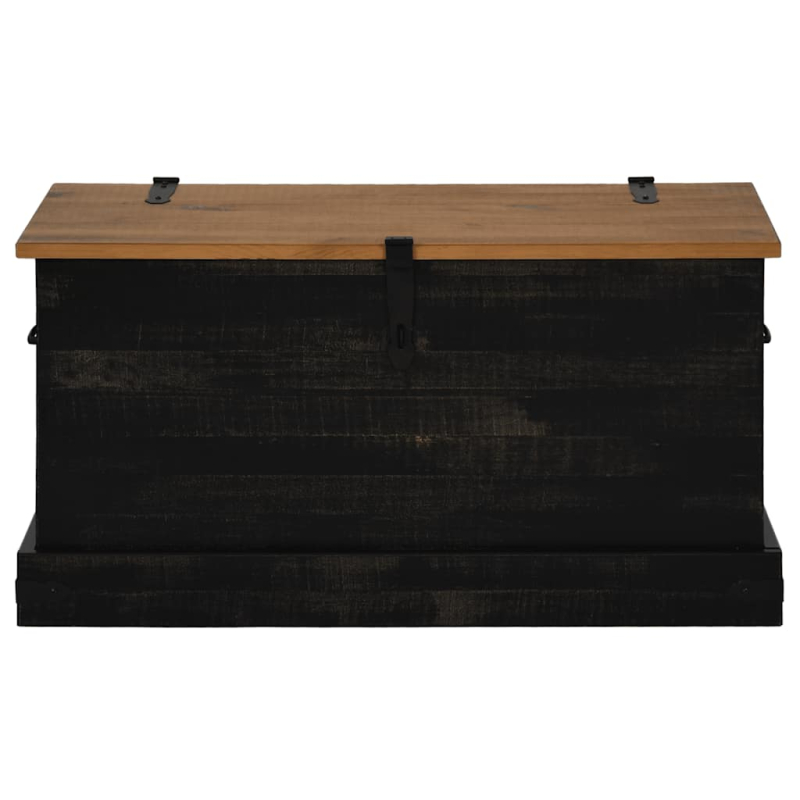 Truhe HALDEN Schwarz 91x48x47 cm Massivholz Kiefer
