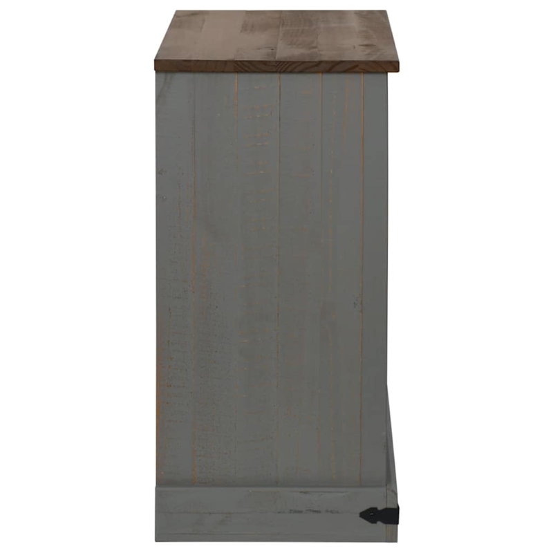Sideboard HALDEN mit Schiebetür Grau 80x40x80 cm Massivholz