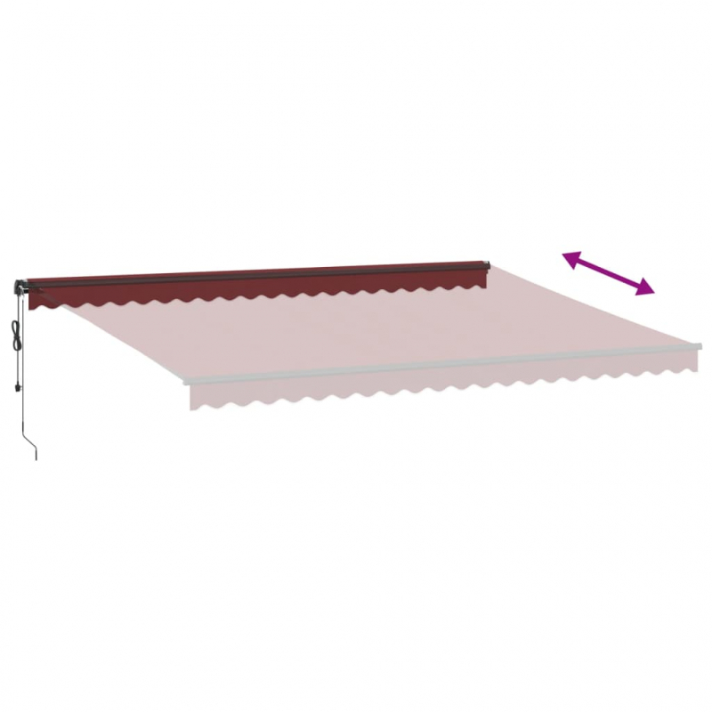 Markise Automatisch mit LEDs Weinrot 500x300 cm